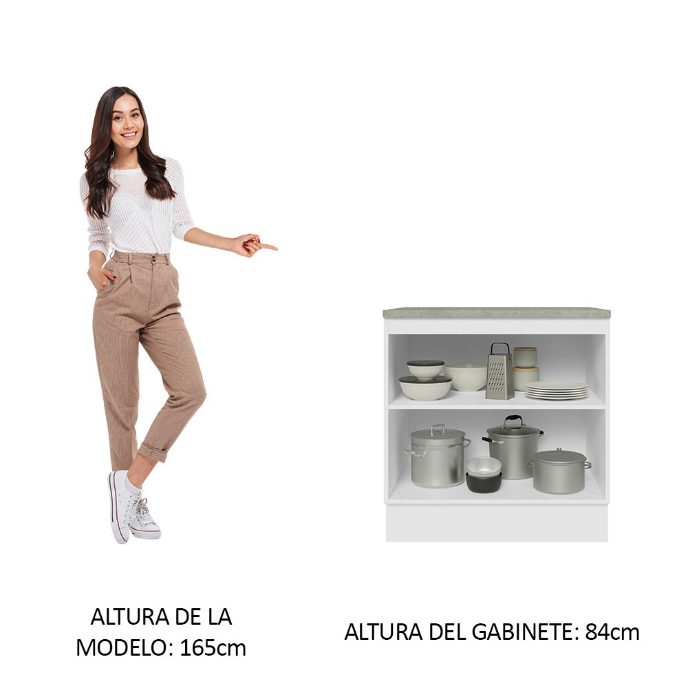 Bajo Mesada Madesa Glamy 80 x 60 cm 2 Puertas (Con Mesada) Blanco/Marrón