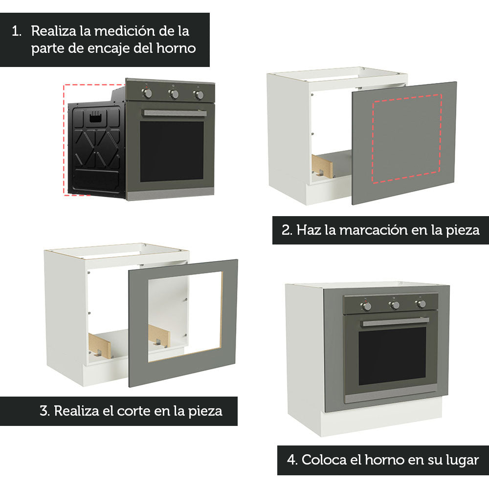 Bajo Mesada Cocina para Horno Empotrado 80 x 60 cm Sin Mesada Blanco/Gris Agata Madesa