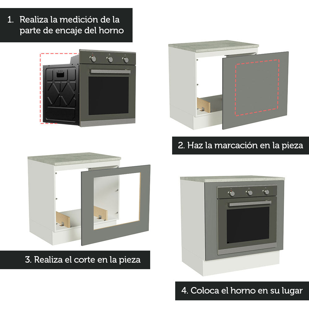 Bajo Mesada Cocina para Horno Empotrado 80 x 60 cm con Mesada Blanco/Gris Agata Madesa