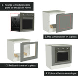 Bajo Mesada Cocina para Horno Empotrado 80 x 60 cm con Mesada Blanco/Gris Agata Madesa