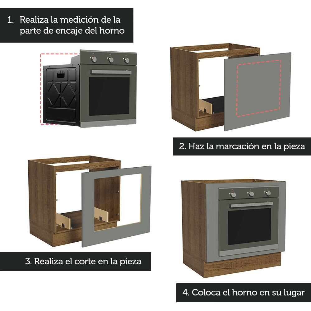 Bajo Mesada Cocina para Horno Empotrado 80 x 60 cm Sin Mesada Marrón/Gris Agata Madesa
