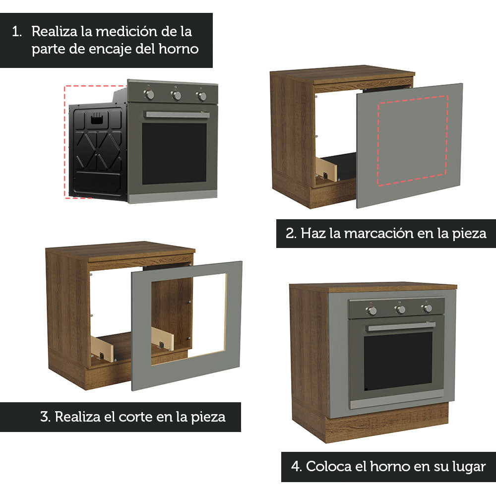 Bajo Mesada Cocina para Horno Empotrado 80 x 60 cm con Mesada Marrón/Gris Agata Madesa