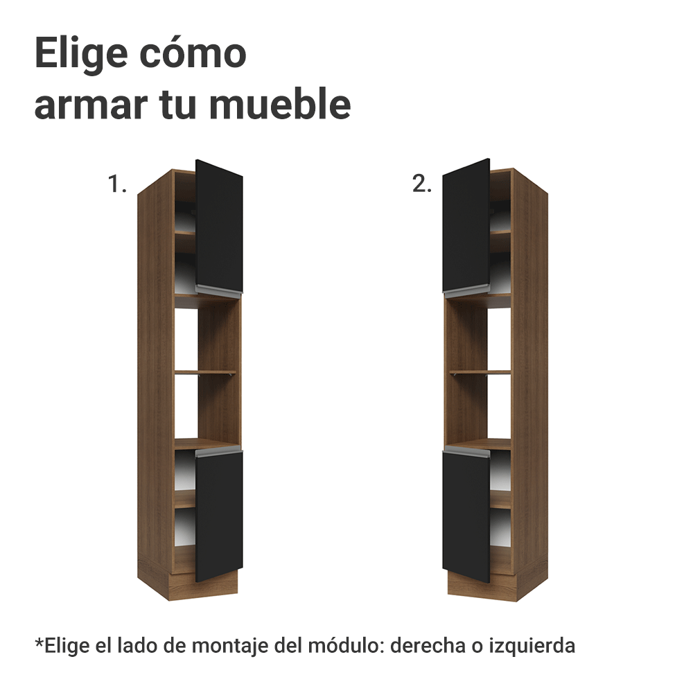 Despensero 40x60 cm 2 Puertas e 2 Nichos Marrón/Negro Glamy Madesa