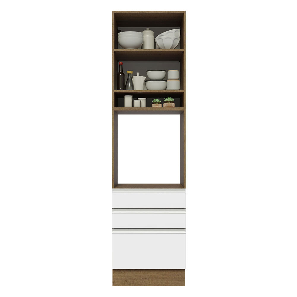 Mueble de cocina para Horno/Microondas Madesa Glamy 60 x 60 cm 1 Puerta 3 Cajones Marrón/Blanco