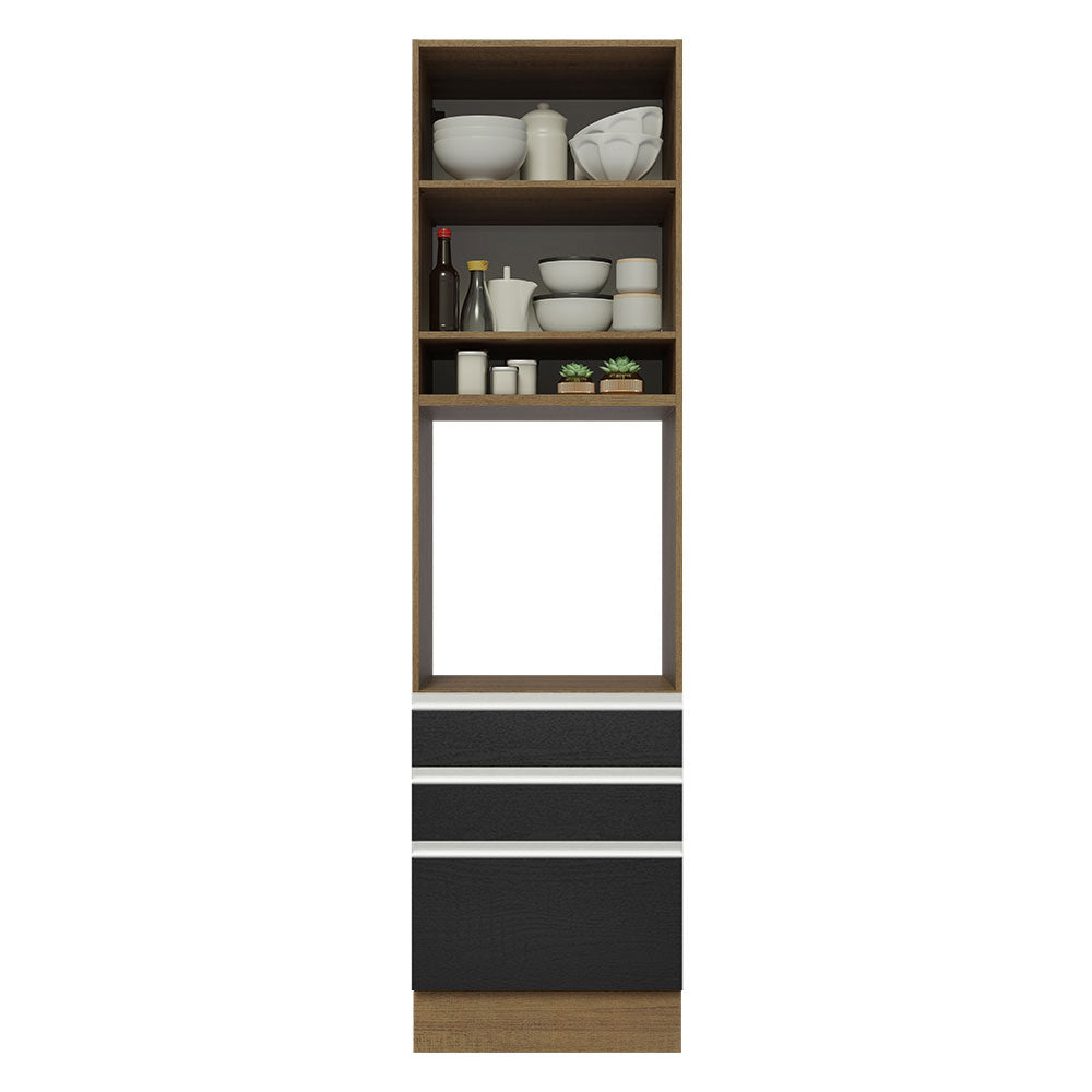 Mueble de cocina para Horno/Microondas Madesa Glamy 60 x 60 cm 1 Puerta 3 Cajones Marrón/Negro