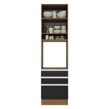 Mueble de cocina para Horno/Microondas Madesa Glamy 60 x 60 cm 1 Puerta 3 Cajones Marrón/Negro