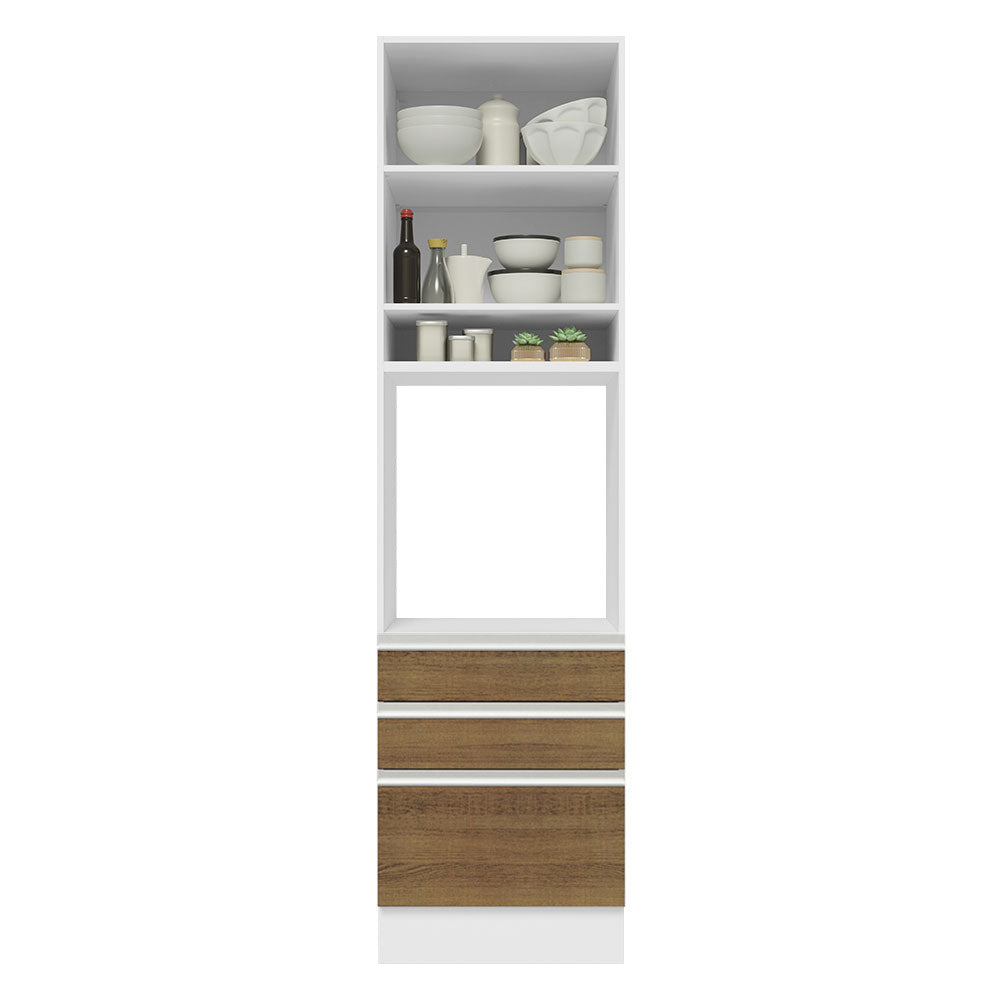 Mueble de cocina para Horno/Microondas Madesa Glamy 60 x 60 cm 1 Puerta 3 Cajones Blanco/Marrón