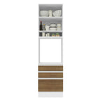 Mueble de cocina para Horno/Microondas 60 x 60 cm 1 Puerta y 3 Cajones Blanco/Marrón Glamy Madesa