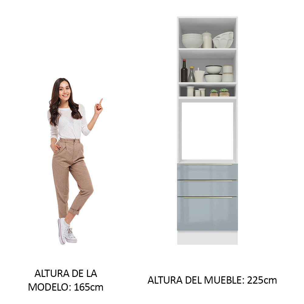 Mueble de cocina para Horno 60 cm 3 Cajones 1 Puerta Lux Blanco/Gris