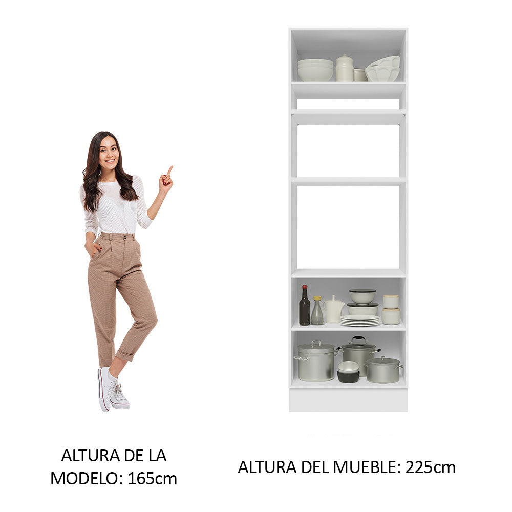 Mueble de cocina para Horno/ Microondas 70 cm Sin cajones 3 Puertas Lux Blanco/Blanco