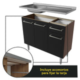 Bajo Mesada con Bacha 105 cm 3 Puertas y 1 Cajón Emilly Marrón/Negro