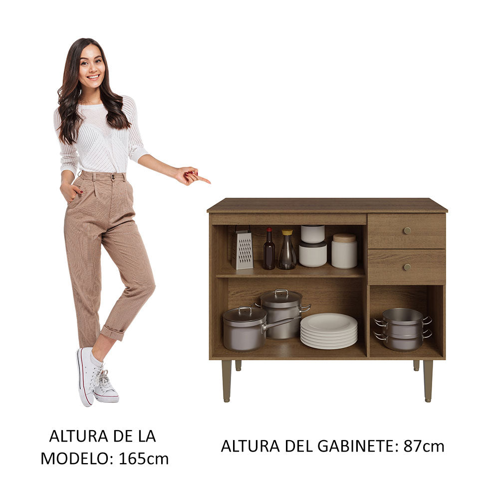 Bajo Mesada para Bacha 3 Puertas y 2 Cajones 105cm Marrón Gourmet