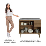 Bajo Mesada 3 Puertas y 2 Cajones 105cm con Bacha Marrón Gourmet