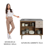 Bajo Mesada 3 Puertas y 2 Cajones 105cm con Bacha Marrón/Crema Gourmet