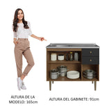 Bajo Mesada 3 Puertas y 2 Cajones 105cm con Bacha Marrón/Negro Gourmet