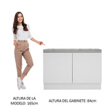 Bajo Mesada Cocina 120 cm 2 Puertas (Con Mesada) Blanco Glamy Madesa