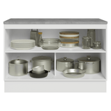 Bajo Mesada Cocina 120 cm (Con Mesada) Blanco/Crema Vik Madesa