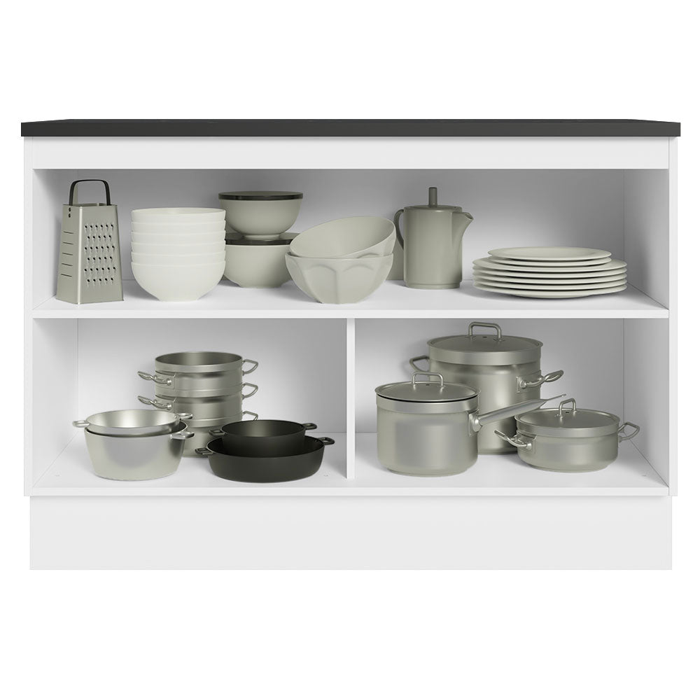 Bajo Mesada Cocina 100% MDF 120 cm 2 Puertas (Con Mesada) Blanco/Marrón Acordes Madesa