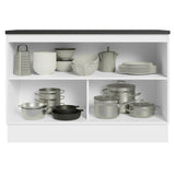 Bajo Mesada Cocina 100% MDF 120 cm 2 Puertas (Con Mesada) Blanco/Negro Acordes Madesa