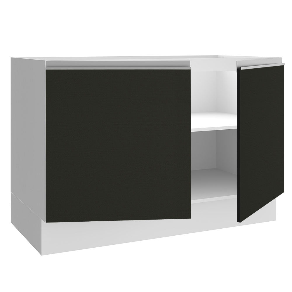 Bajo Mesada para Bacha 120 cm 2 Puertas (Sin Tapa ni Bacha) Blanco/Negro