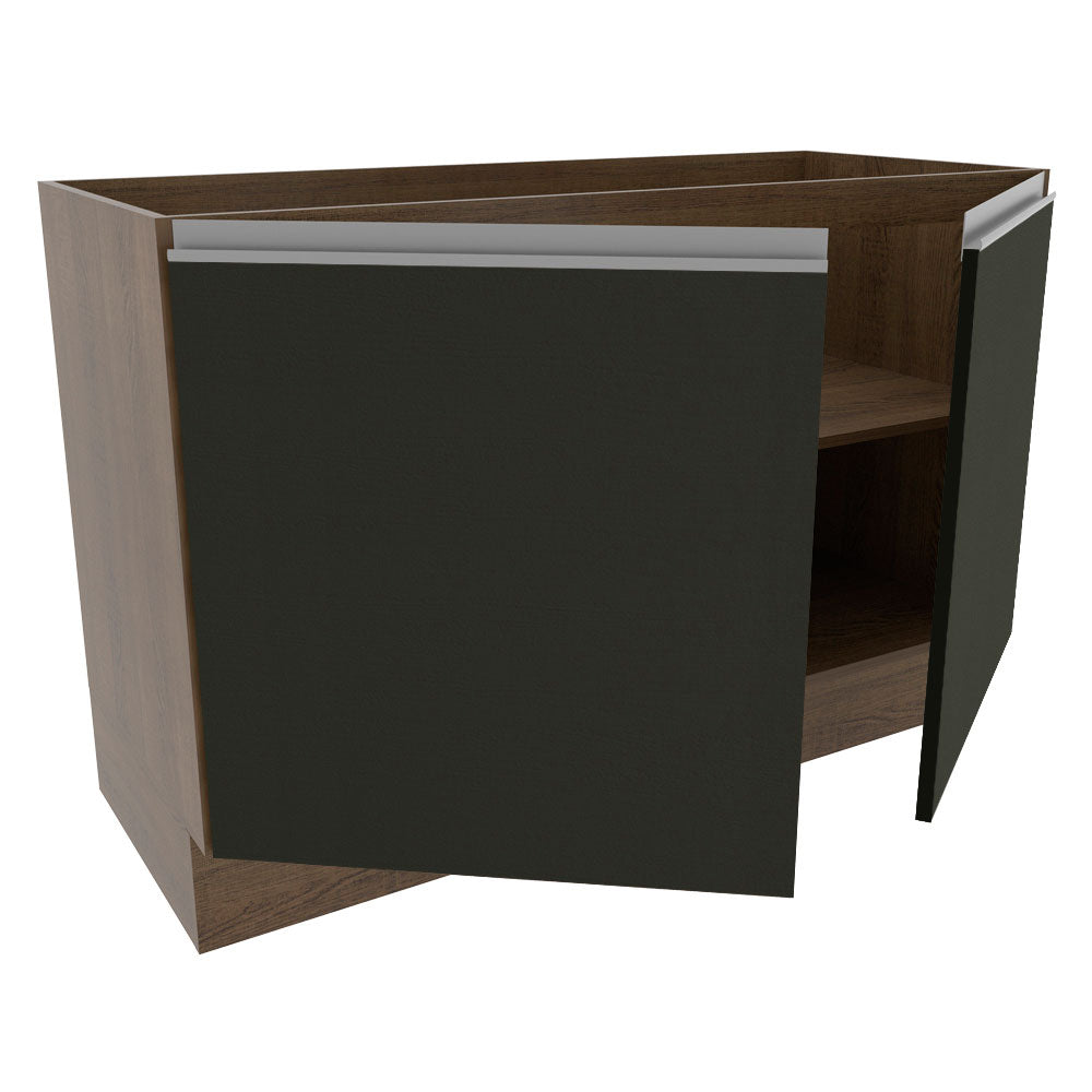 Bajo Mesada para Bacha 120 cm 2 Puertas (Sin Tapa ni Bacha) Marrón/Negro