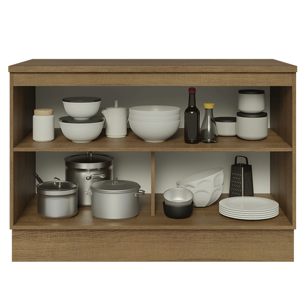 Bajo Mesada de Cocina 120 cm 2 Puetas (Con Mesada) Marrón/Negro Lux Madesa