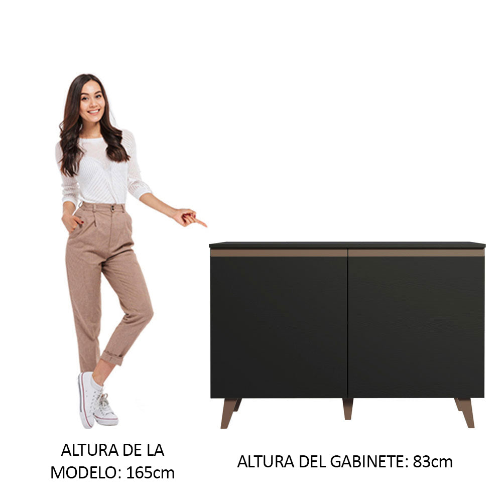 Bajo Mesada 120 cm 2 Puertas con Patas Negro Reims Madesa