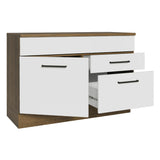 Bajo Mesada para Bacha 120 cm 1 Puerta y 2 Cajones (Con Tapa) Marrón/Blanco Agata