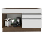 Bajo Mesada 120 x 52 cm 1 Puerta 2 Cajones Sin Mesada Marrón/Blanco Glamy Madesa