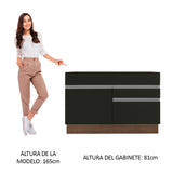Bajo Mesada de Bacha de acero inoxidable 120cm 1 Puerta 2 Cajones Marrón/Negro (Sin Tapa y Sin Bacha de acero inoxidable) Glamy