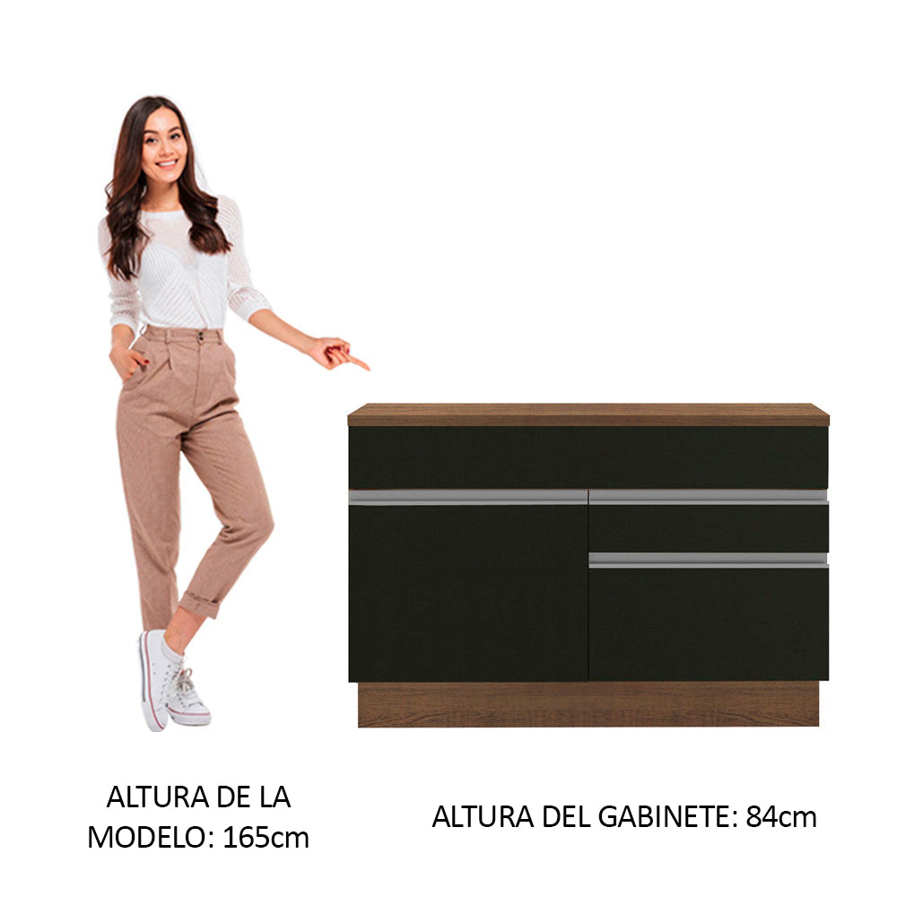 Bajo Mesada 120 x 52 cm 1 Puerta 2 Cajones Marrón/Negro Glamy Madesa