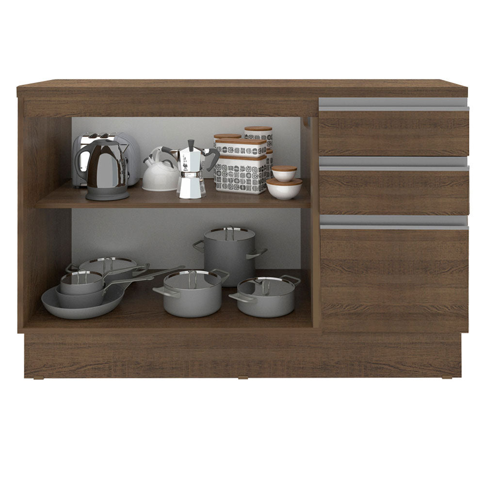 Bajo Mesada para Bacha 120 cm 2 Puertas y 3 Cajones (Con Tapa) Glamy Marrón