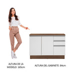 Bajo Mesada 120 x 52 cm 2 Puertas 3 Cajones Marrón/Blanco Glamy Madesa
