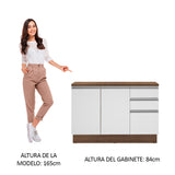 Bajo Mesada para Bacha 120 cm 2 Puertas y 3 Cajones (Con Tapa) Glamy Marrón/Blanco