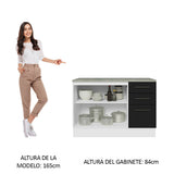 Bajo Mesada Cocina 120 cm 3 Cajones 2 Puertas (Con Mesada) Blanco/Negro Agata Madesa