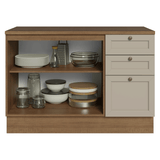 Bajo Mesada Cocina 120 cm 2 Puetas 3 Cajones (Con Mesada) Marrón/Crema Vik Madesa