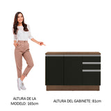 Bajo Mesada para Bacha 120 cm 2 Puertas 3 Cajones (Con Tapa) Glamy Marrón/Negro
