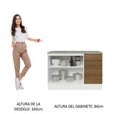 Bajo Mesada Cocina 120 cm 2 Puertas e 3 Cajones (Con Mesada) Blanco/Marrón Stella Madesa