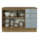 Bajo Mesada de Cocina 120 cm 2 Puetas 3 Cajones (Con Mesada) Marrón/Gris Lux Madesa