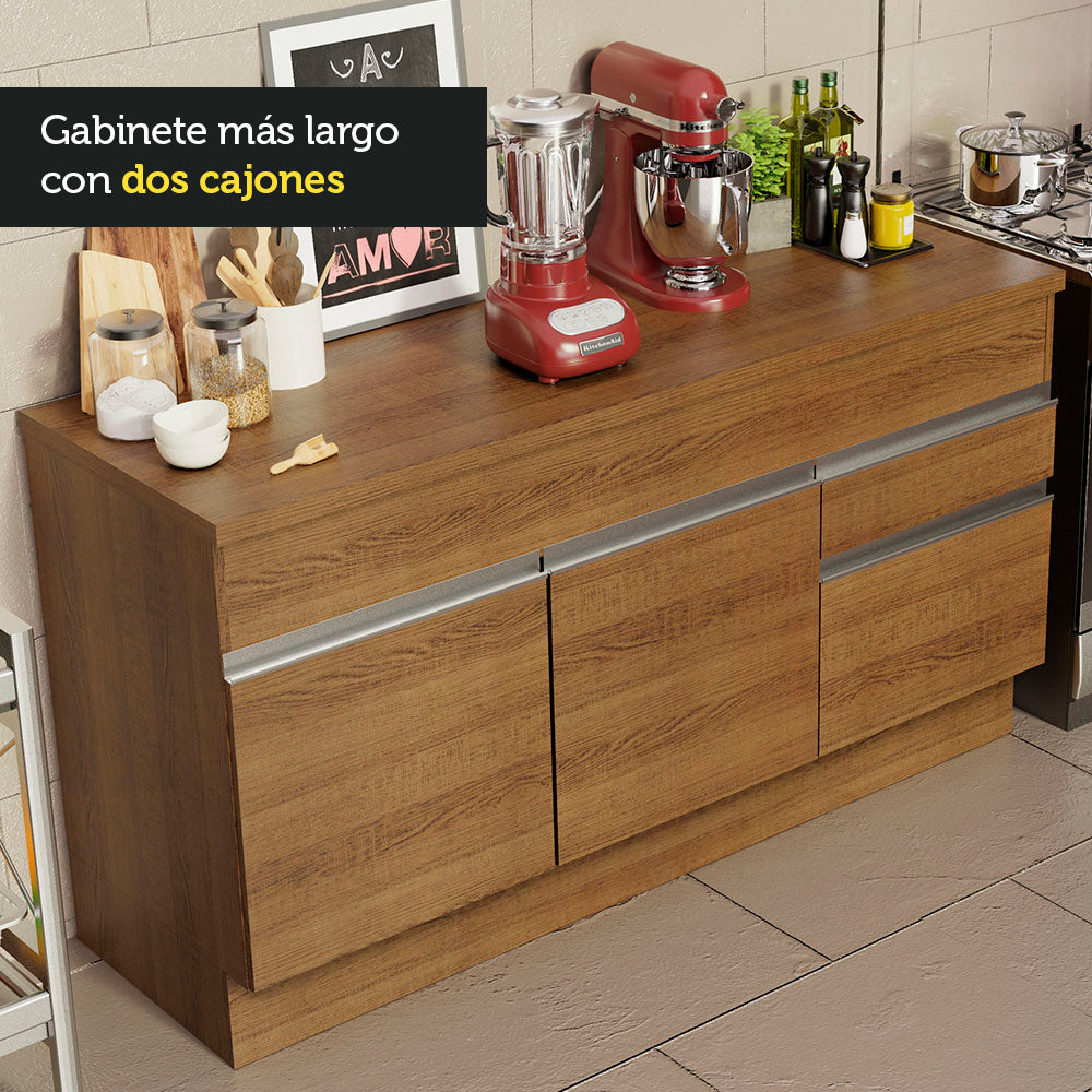 Bajo Mesada para Bacha 150 cm 2 Puertas y 2 Cajones (Con Tapa) Glamy Marrón