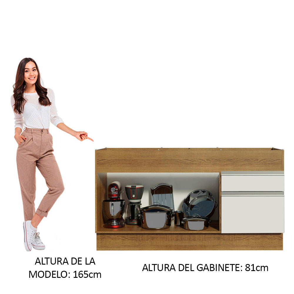 Bajo Mesada para Bacha 150 cm 2 Puertas y 2 Cajones (Sin Tapa Ni Bacha) Glamy Marrón/Blanco