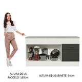 Bajo Mesada Cocina 150 cm 2 Puertas e 2 Cajones (Con Mesada) Blanco/Negro Agata Madesa