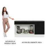 Bajo Mesada Cocina 150 cm 2 Cajones 2 Puertas (Con Mesada) Blanco/Negro Agata Madesa