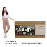 Bajo Mesada para Bacha 150 cm 2 Puertas y 2 Cajones (Sin Tapa Ni Bacha) Marrón/Crema Agata