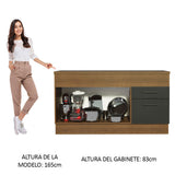 Bajo Mesada Cocina 150 cm 2 Puertas e 2 Cajones (Con Mesada) Marrón/Negro Agata Madesa