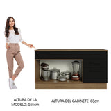 Bajo Mesada Cocina 150 cm 2 Cajones 2 Puertas (Con Mesada) Marrón/Negro Agata Madesa