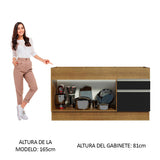 Bajo Mesada Cocina Madesa Glamy 150cm 2 Puertas sin Bacha Marrón/Negro