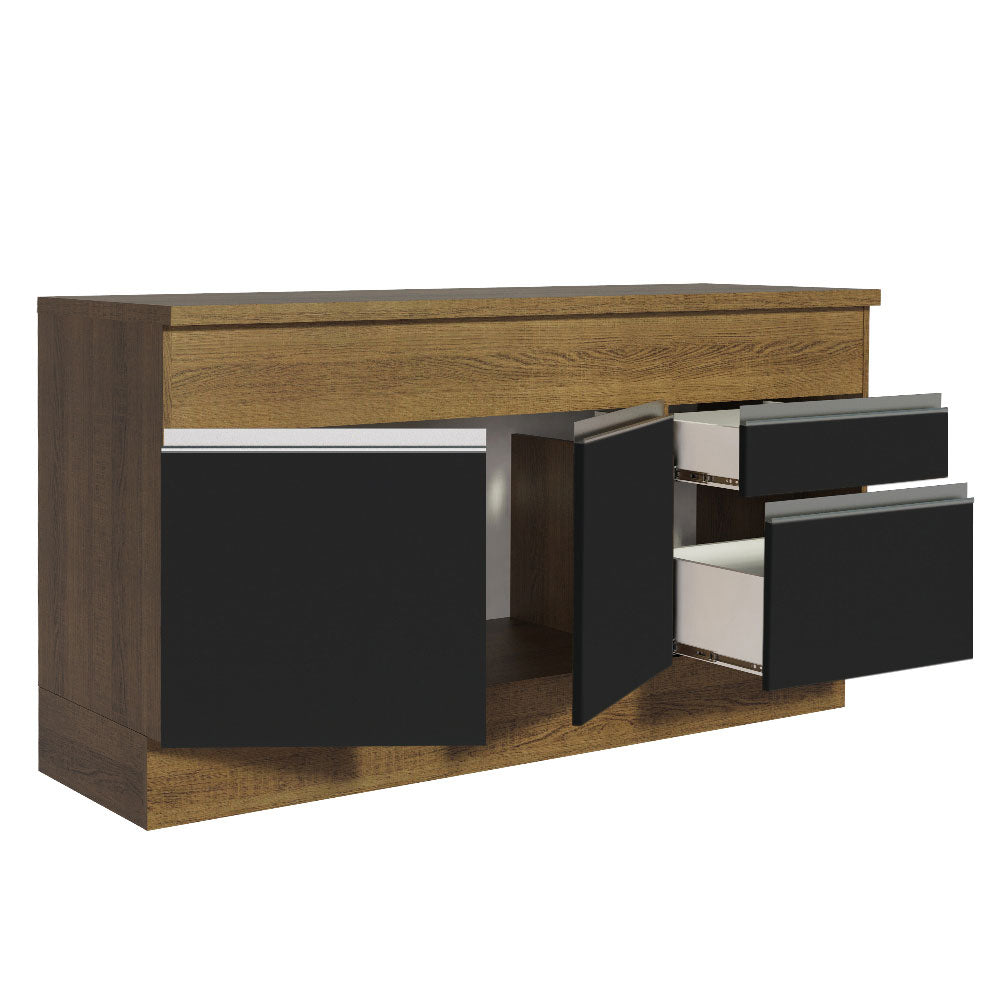 Bajo Mesada Cocina Madesa Glamy 150cm 2 Puertas con Tapa Marrón/Negro