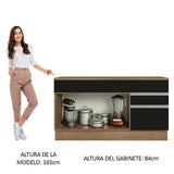 Bajo Mesada Cocina Madesa Glamy 150cm con Tapa Marrón/Negro