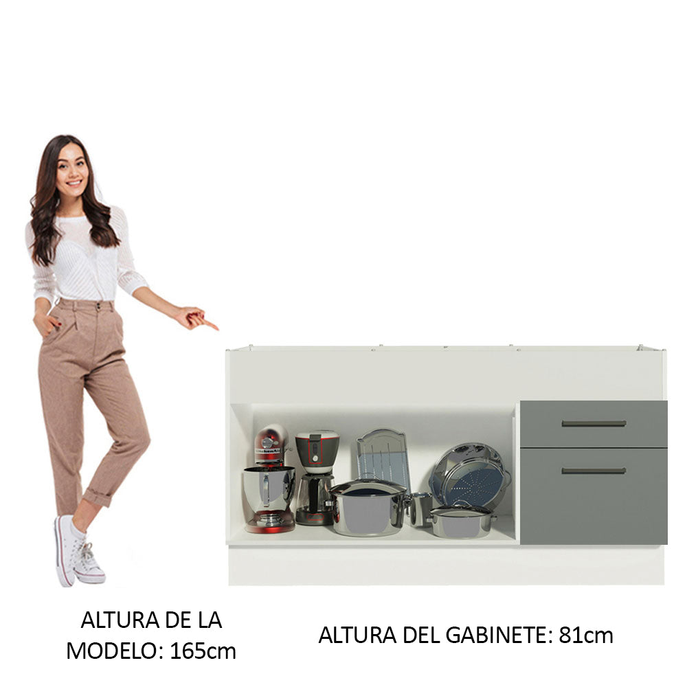 Bajo Mesada 150 cm 2 Cajones 2 Puertas Agata Blanco/Gris